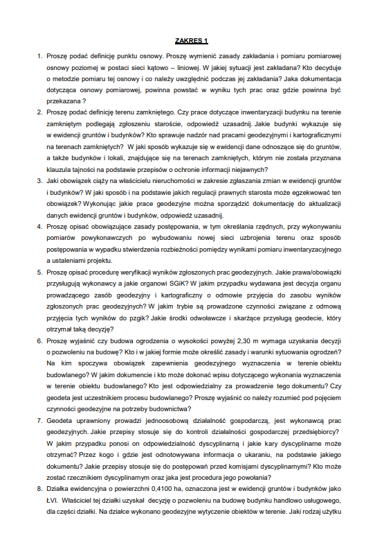 Baza Opracowanych Pytań GUGiK 2025 – Zakres 1 - obrazek 3